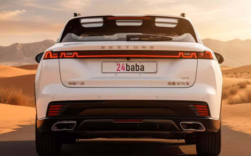 Bestune B70 2023 White rear view showing taillights – rental in Dubai