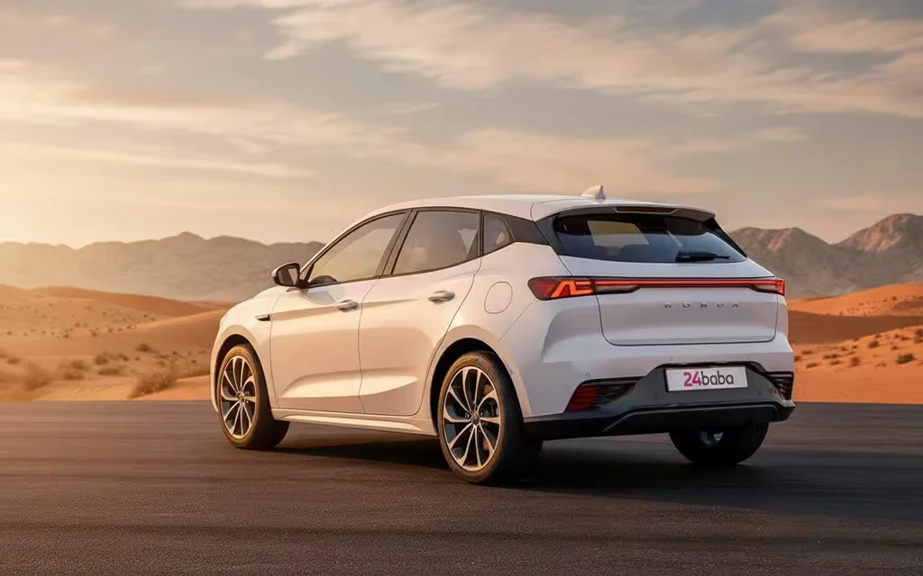 Bestune B70 2023 White rear view showing taillights – rental in Dubai