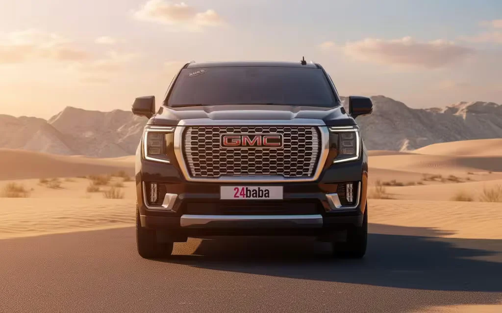 Gmc Yukon 2022 Black front view with headlights – rental in Dubai