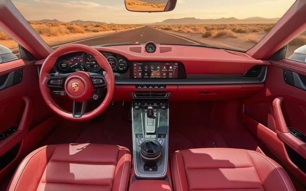 Porsche 911 2023 interior view showing trim – rental in Dubai