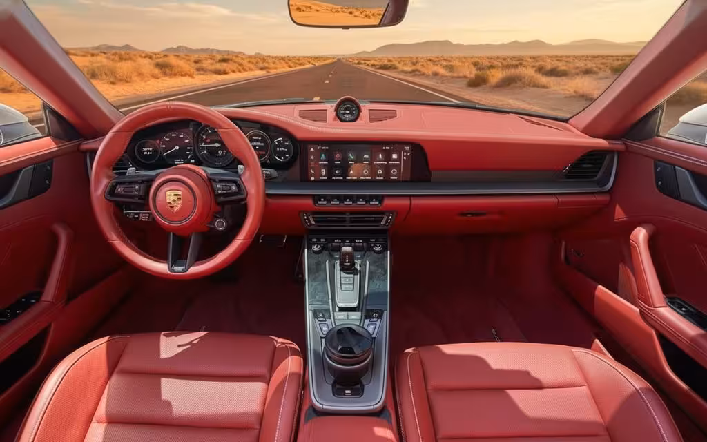 Porsche 911 2023 interior view showing trim – rental in Dubai