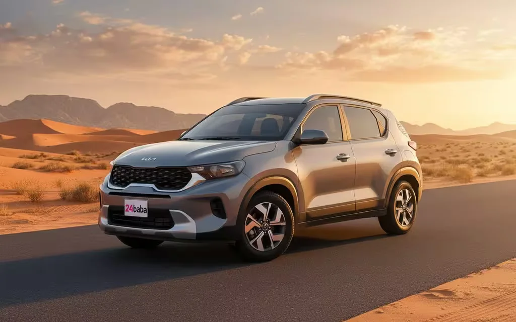 Kia Sonet 2024 Grey front view with headlights