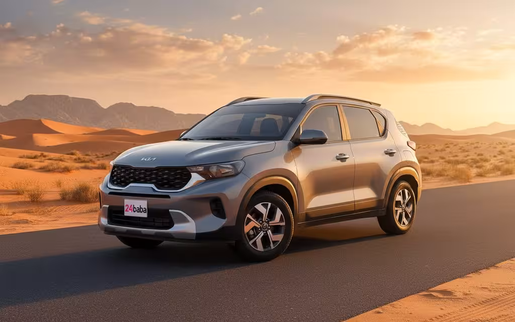 Kia Sonet 2024 Grey front view with headlights