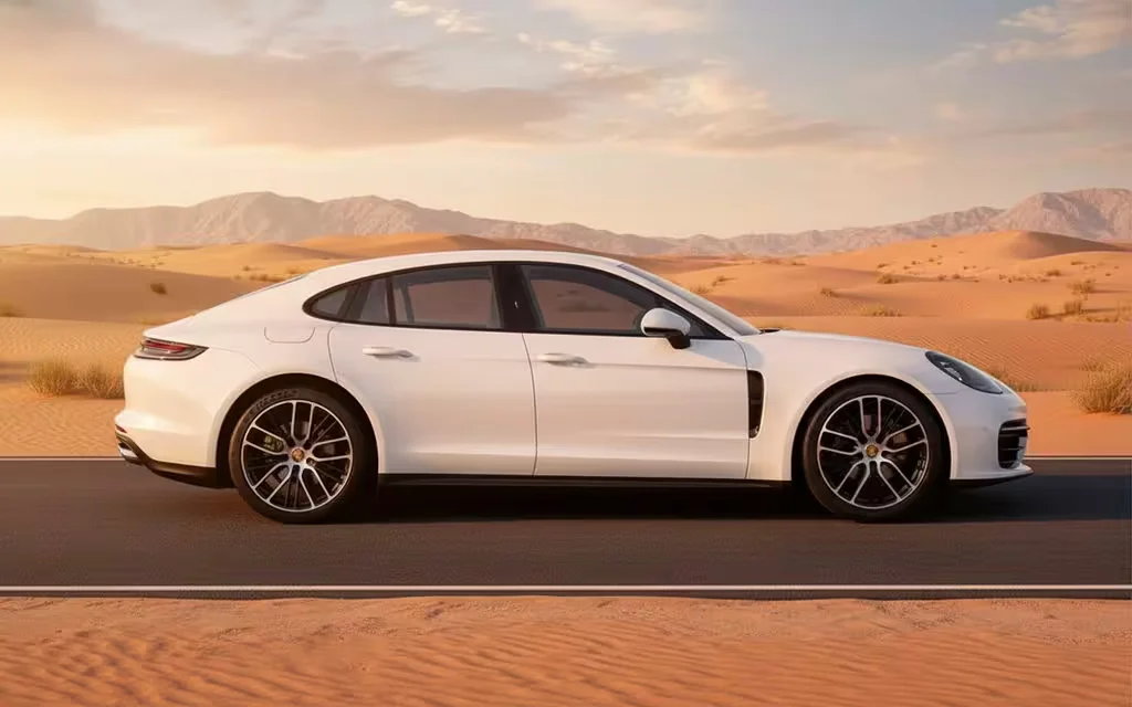 Porsche Panamera 2023 White side view