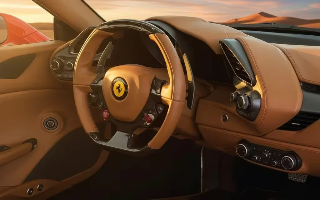Ferrari 488 2021 interior view showing trim – rental in Dubai