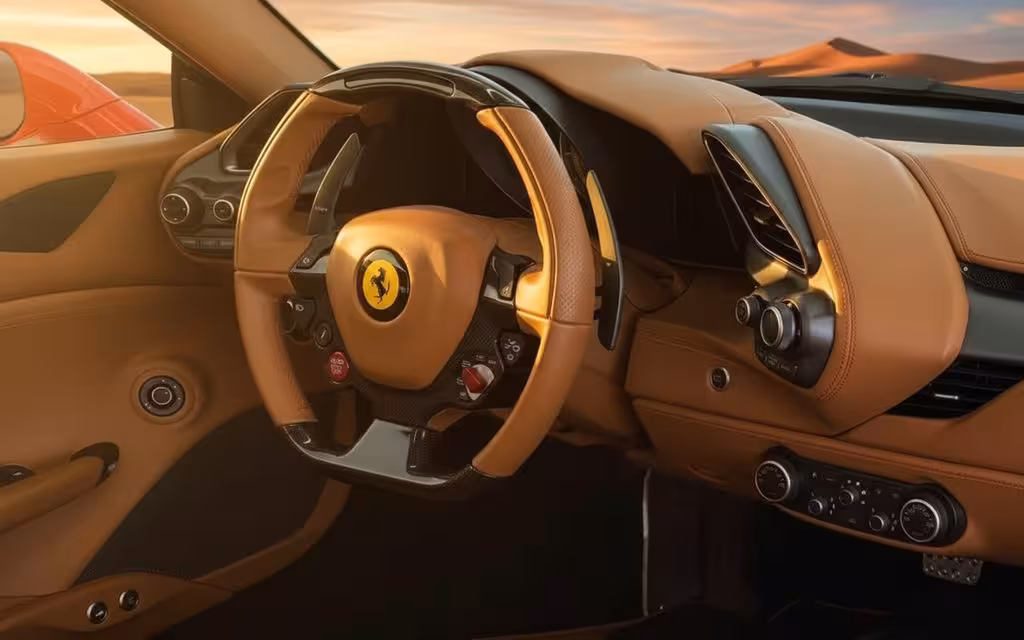 Ferrari 488 2021 interior view showing trim – rental in Dubai