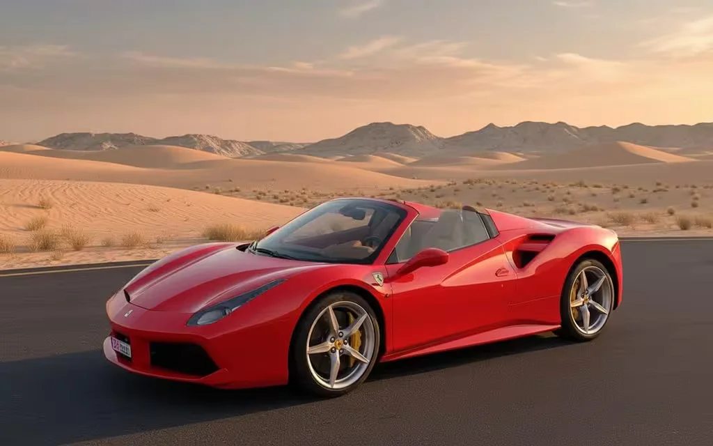 Ferrari 488 2021 Red side profile – rental in Dubai