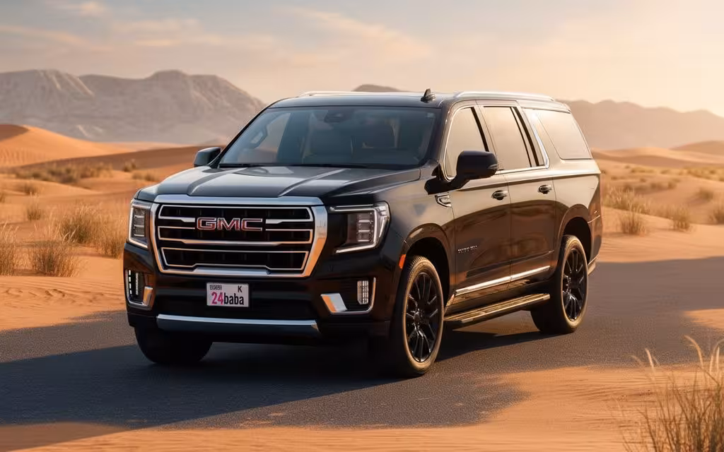 Gmc Yukon 2023 Black front view with headlights – rental in Dubai