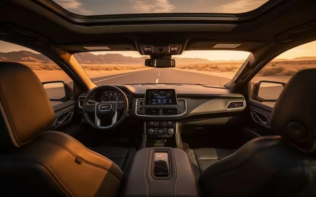 Gmc Yukon 2023 interior view showing trim – rental in Dubai