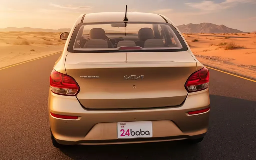 Kia Pegas 2024 Gold rear view showing taillights