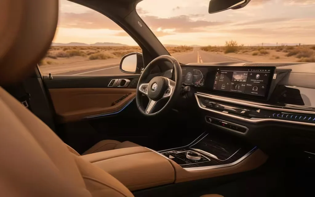 Bmw X5 2024 interior view showing trim – rental in Dubai