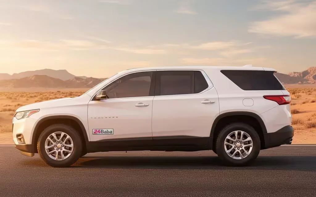 Chevrolet Traverse 2020 White side profile – rental in Dubai