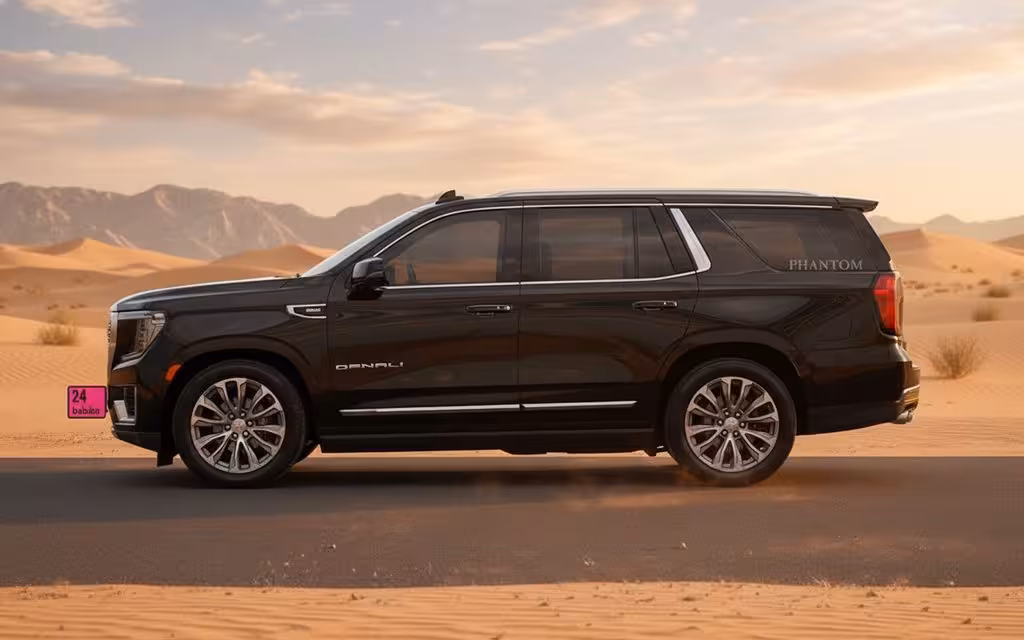 Gmc Yukon 2021 Black side profile – rental in Dubai