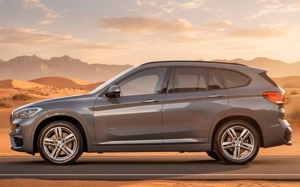 Bmw X1 2021 Blue side profile – rental in Dubai