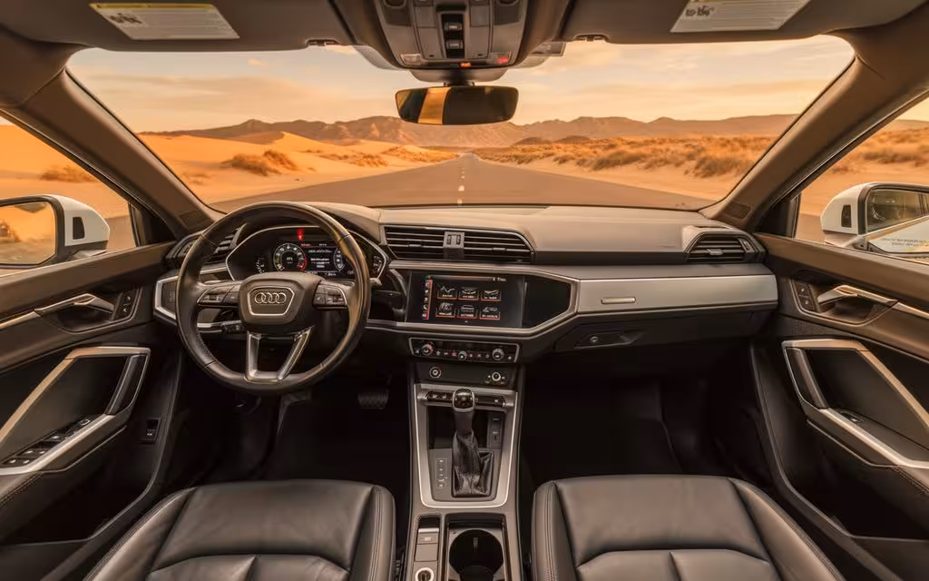 Audi Q3 2021 dashboard and infotainment – rental in Dubai