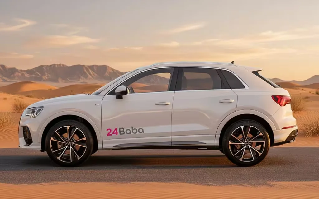 Audi Q3 2021 White side profile – rental in Dubai