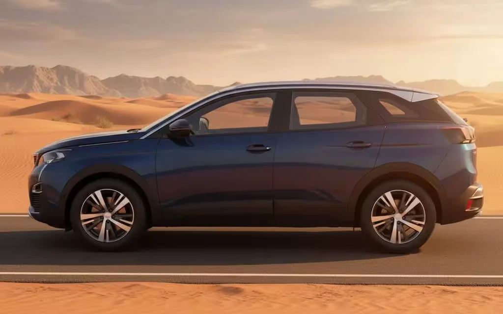 Peugeot 3008 2023 Blue side profile – rental in Dubai