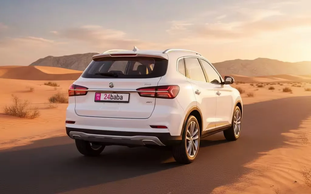 Mg Rx5 2024 White rear view showing taillights – rental in Dubai
