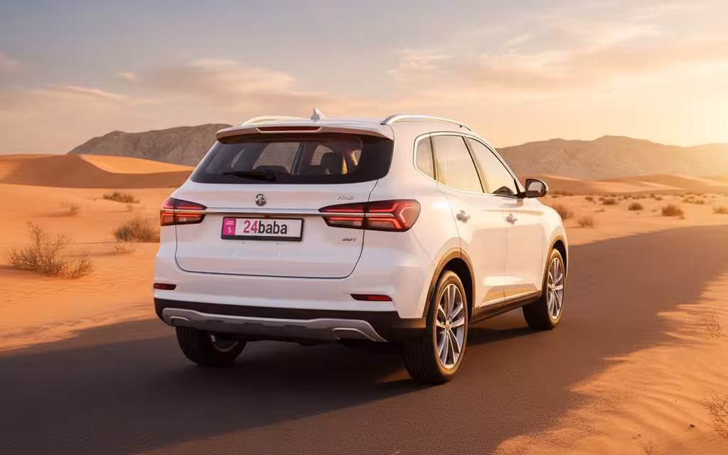 Mg Rx5 2024 White rear view showing taillights – rental in Dubai