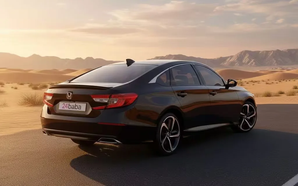 Honda Accord 2023 Black rear view showing taillights – rental in Dubai