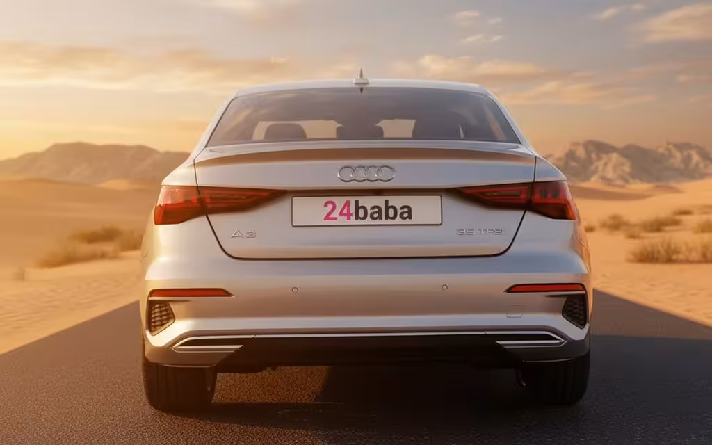 Audi A3 2024 Silver rear view showing taillights