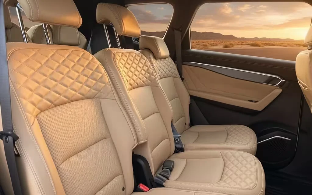 Geely Okavango 2025 leather seats and cabin – rental in Dubai