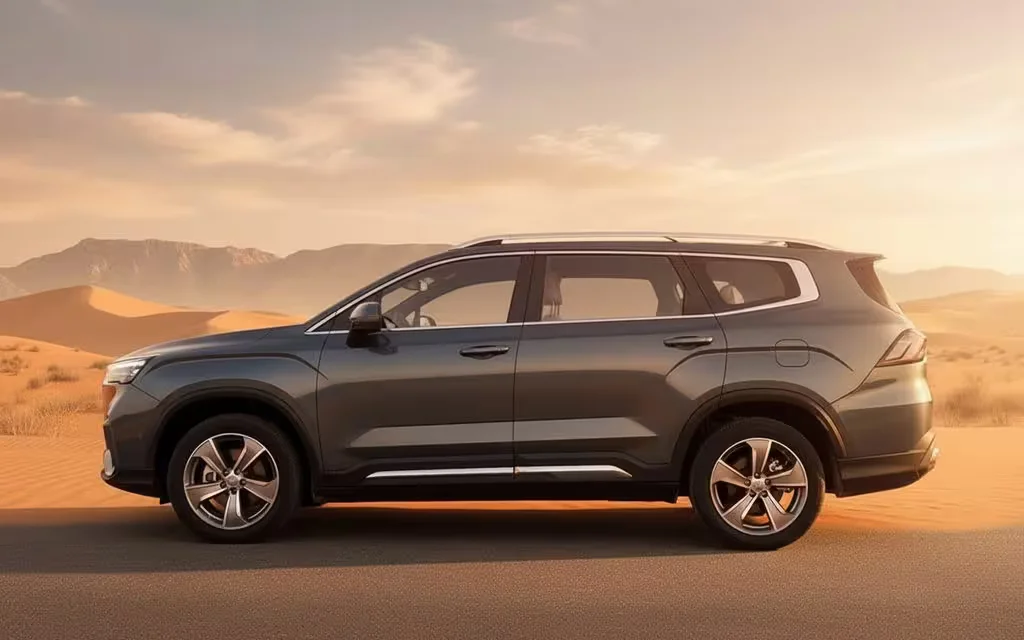 Geely Okavango 2025 Grey side profile – rental in Dubai