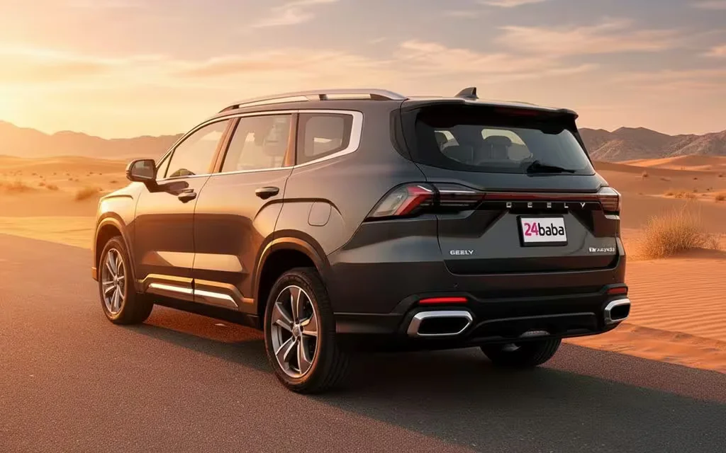 Geely Okavango 2025 Grey rear view showing taillights – rental in Dubai