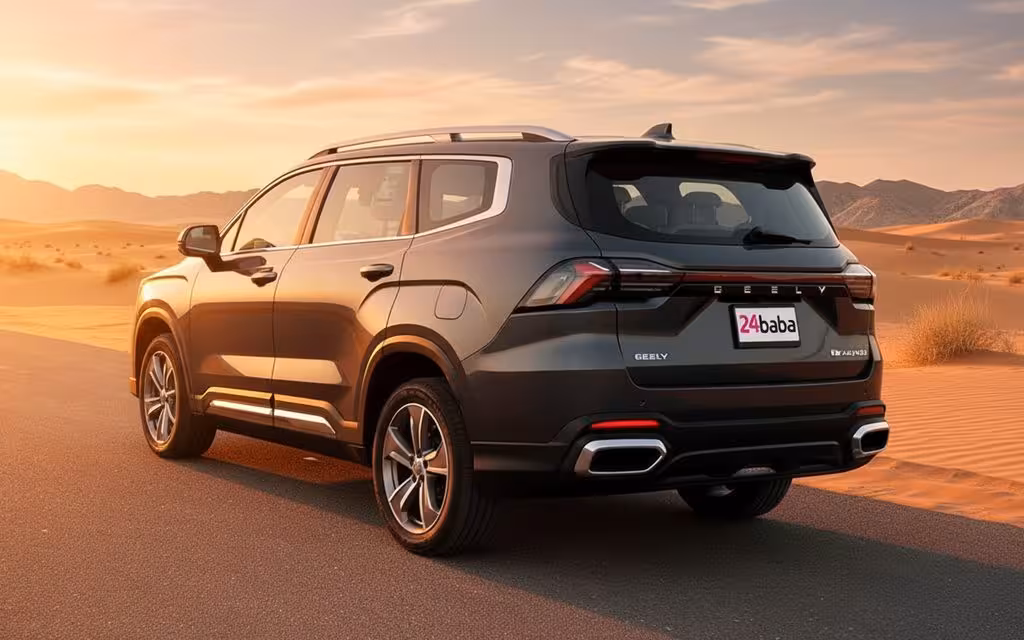 Geely Okavango 2025 Grey rear view showing taillights – rental in Dubai