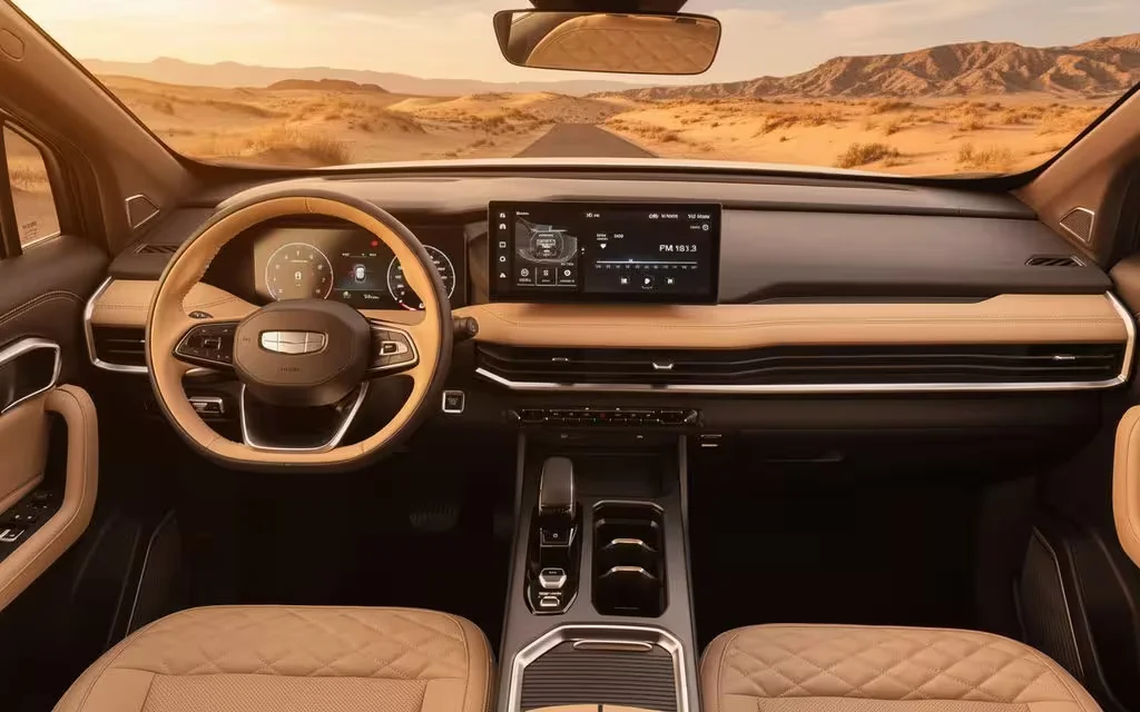 Geely Okavango 2025 dashboard and infotainment – rental in Dubai