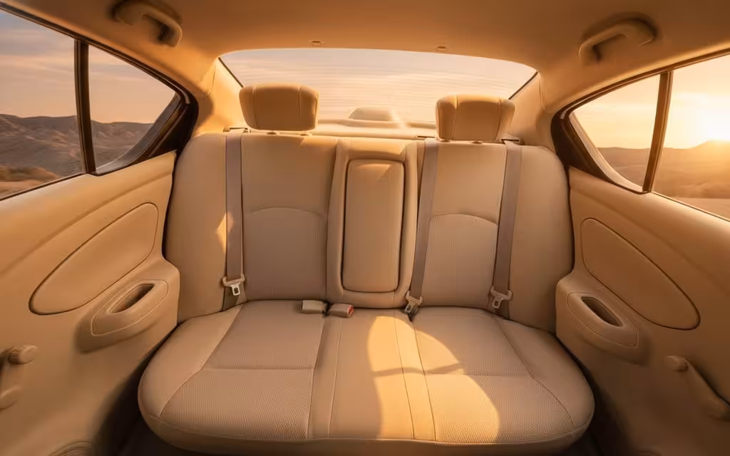 Nissan Sunny 2023 leather seats and cabin – rental in Dubai