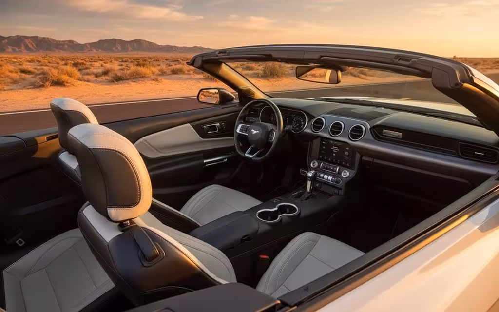 Ford Mustang 2024 interior view showing trim – rental in Dubai