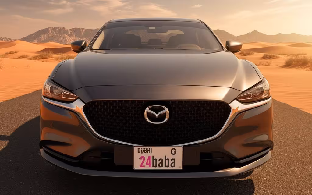 Mazda 6 2024 Grey front view with headlights – rental in Dubai