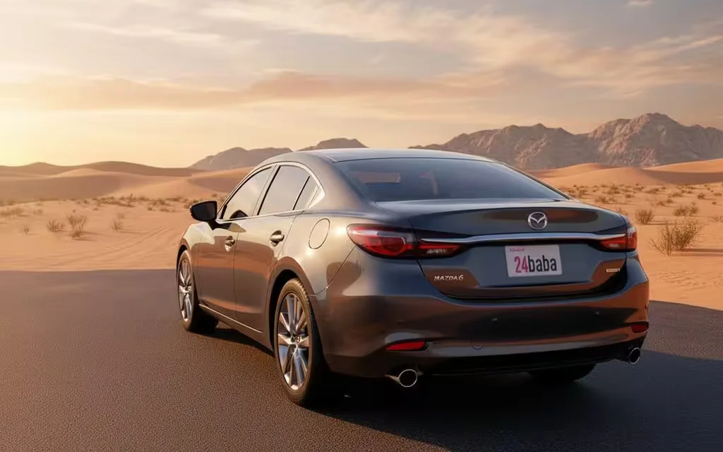 Mazda 6 2024 Grey rear view showing taillights – rental in Dubai