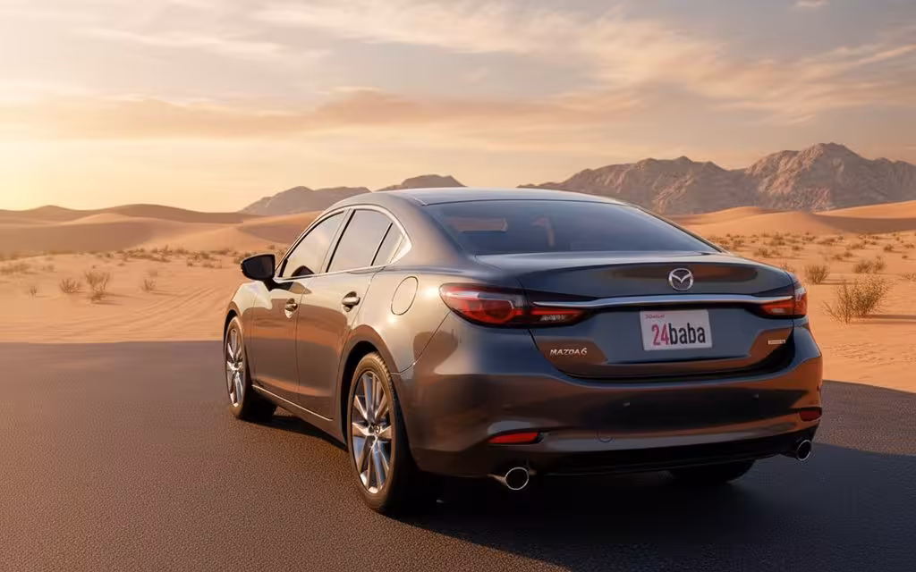 Mazda 6 2024 Grey rear view showing taillights – rental in Dubai