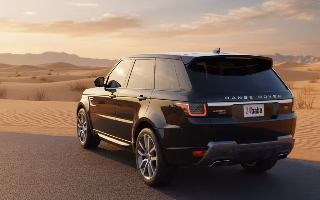 LandRover RangeRoverSport 2021 Black rear view showing taillights – rental in Dubai