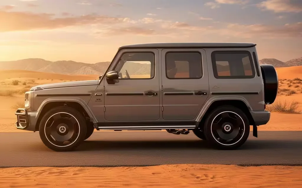 Mercedes G63 2023 Grey side profile – rental in Dubai