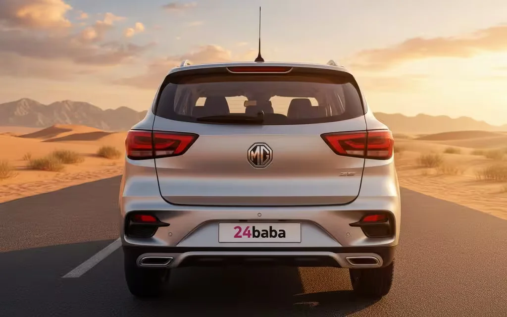 Mg Zs 2024 Silver rear view showing taillights – rental in Dubai