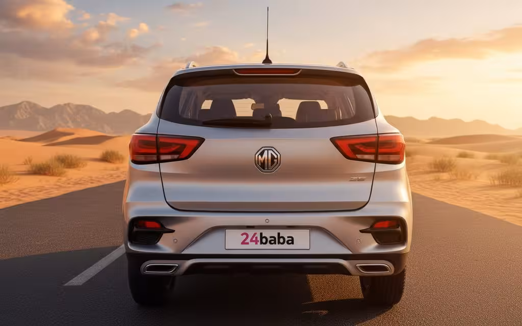 Mg Zs 2024 Silver rear view showing taillights – rental in Dubai