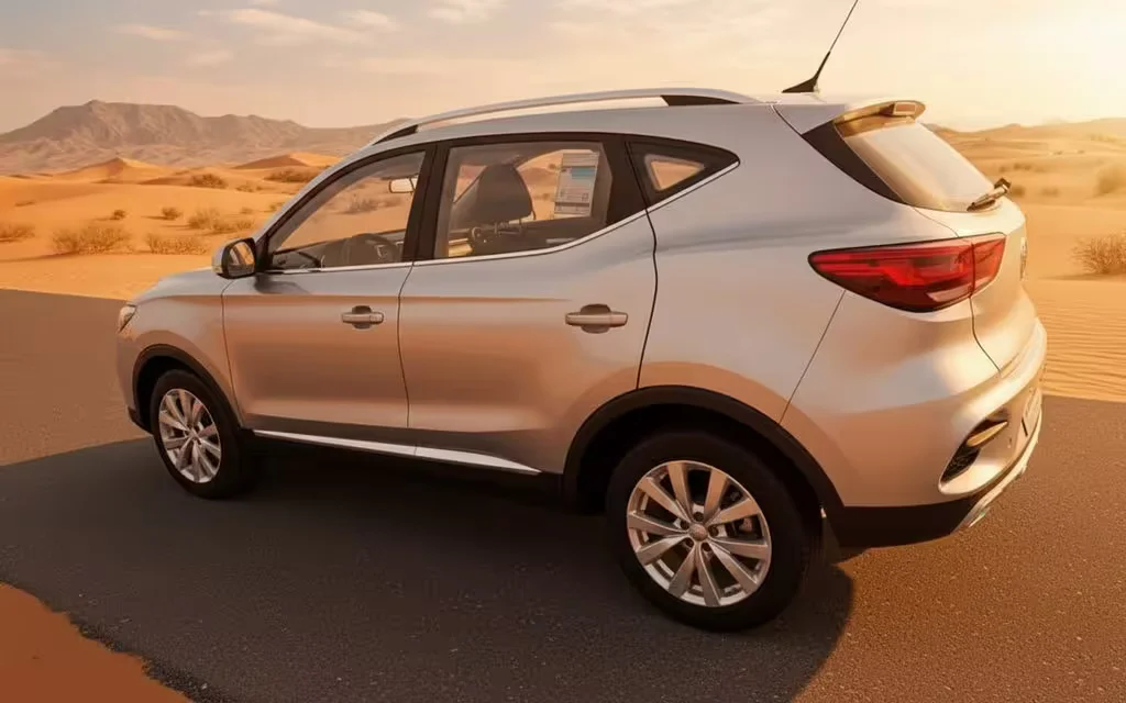 Mg Zs 2024 Silver side profile – rental in Dubai