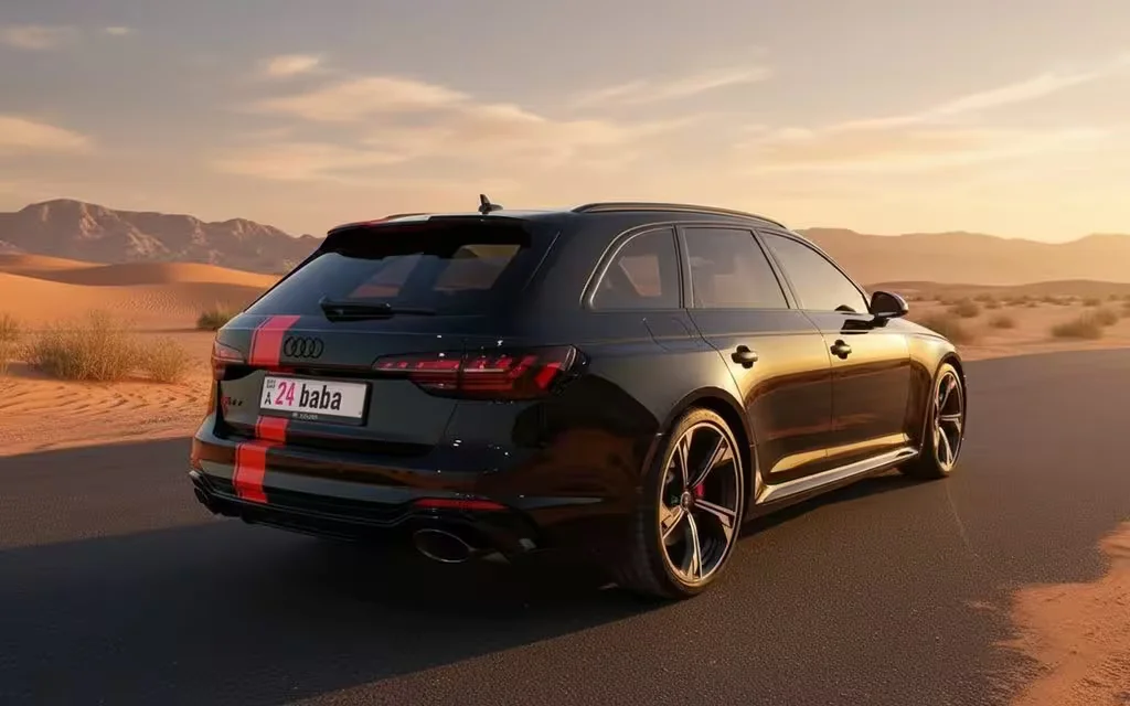 Audi Rs4 2025 Black rear view showing taillights – rental in Dubai