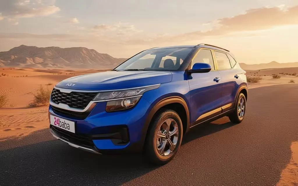 Kia Seltos 2022 Blue front view with headlights