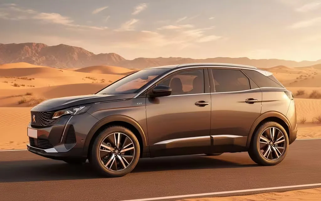 Peugeot 3008 2024 Grey side profile – rental in Dubai