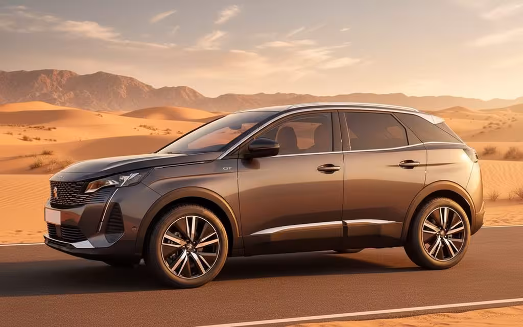 Peugeot 3008 2024 Grey side profile – rental in Dubai