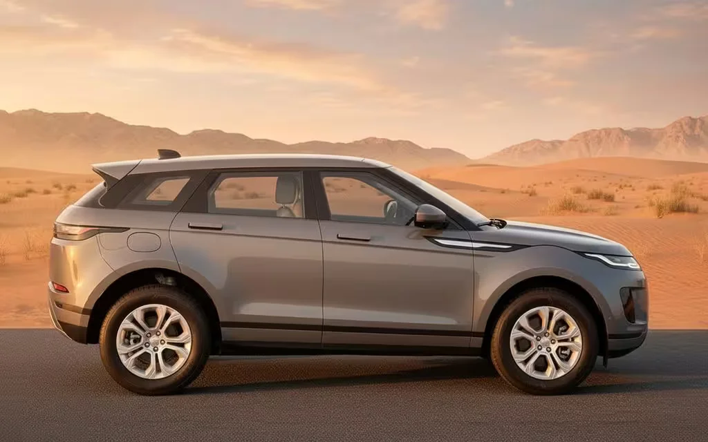 LandRover RangeRoverEvoque 2021 Grey side profile – rental in Dubai