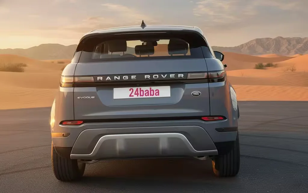 LandRover RangeRoverEvoque 2021 Grey rear view showing taillights – rental in Dubai