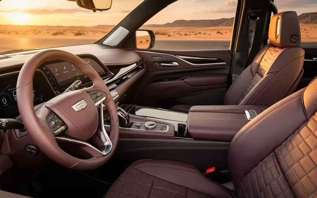 Cadillac Escalade 2021 interior view showing trim – rental in Dubai