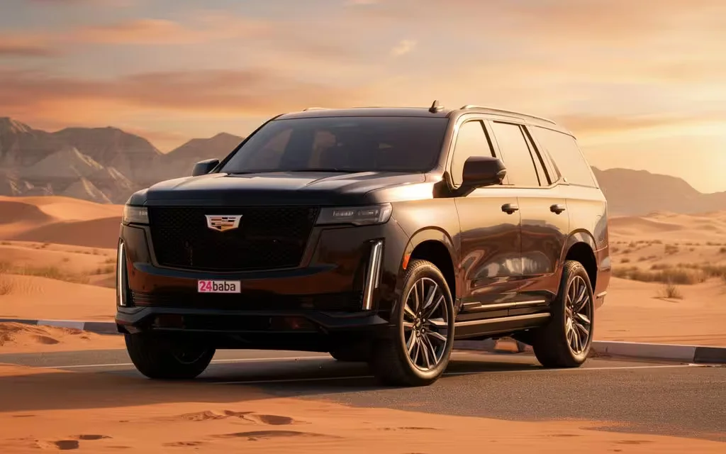 Cadillac Escalade 2021 Black parked outdoor scene – rental in Dubai