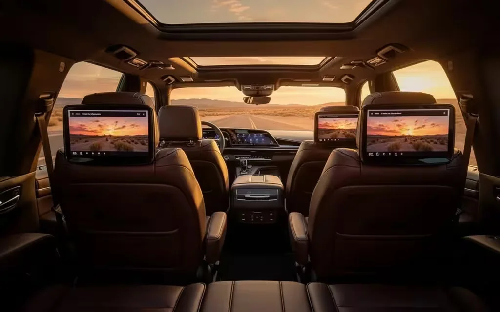 Cadillac Escalade 2021 leather seats and cabin – rental in Dubai