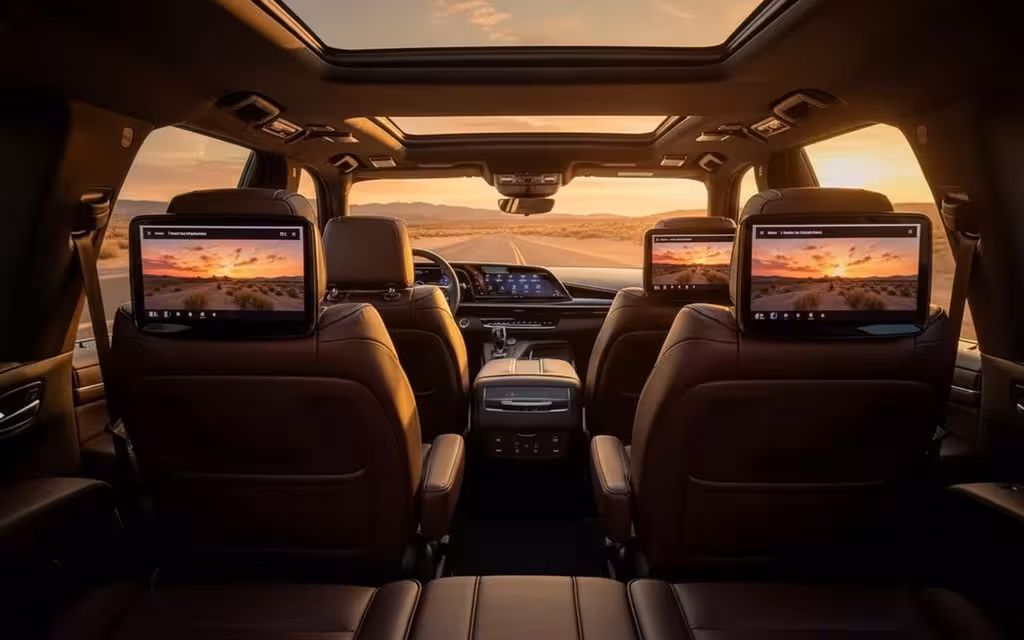 Cadillac Escalade 2021 leather seats and cabin – rental in Dubai